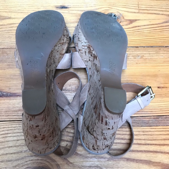 Franco Sarto Leather Cork Platform Wedge Sandals, EUC, 7 - Picture 8 of 14
